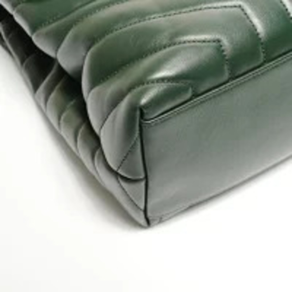 Yves Saint Laurent Monogram Matelasse Chevron Loulou Leather Shoulder Bag Green - Picture 4 of 13